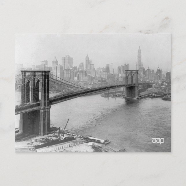 Carte Postale Pont de Brooklyn et Manhattan à New York en 1915 (Devant)