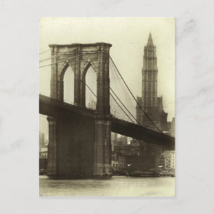 Carte Postale Pont de Brooklyn vintage sur la skyline de New Yor