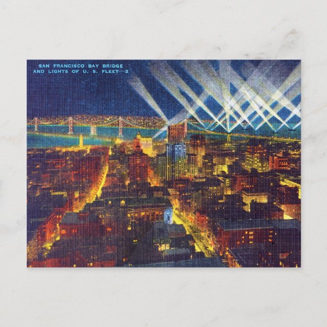 Carte Postale Pont de la baie de San Francisco et lumières de la (Devant)