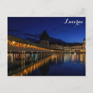 Carte Postale Pont de la chapelle Lucerne Suisse à la nuit