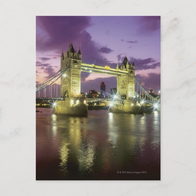 Carte Postale Pont de la Tour de nuit (Devant)