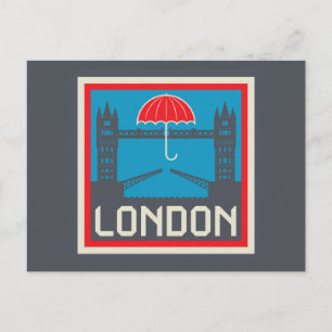 Carte Postale Pont de Londres avec parapluie