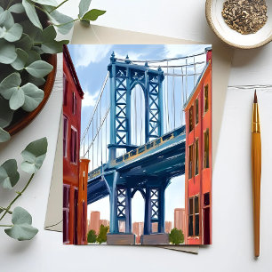 Carte Postale Pont de Manhattan New York City Peinture