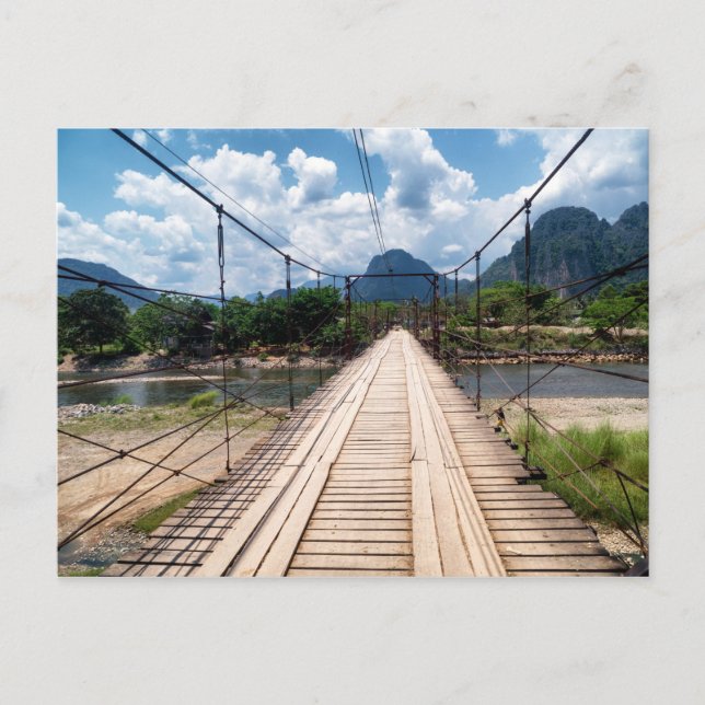 Carte Postale Pont de suspension de bois au-dessus du fleuve Van (Devant)