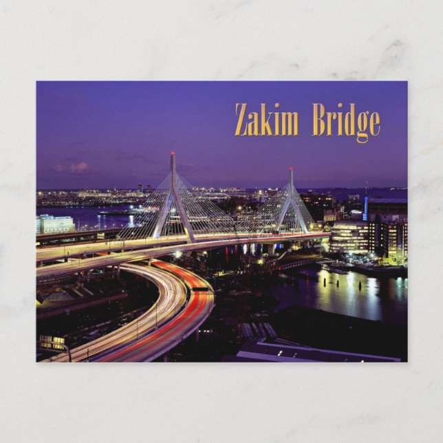 Carte Postale Pont de Zakim, Boston la nuit (Devant)