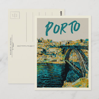 Carte Postale Pont du fleuve Porto Douro illustration Portugal
