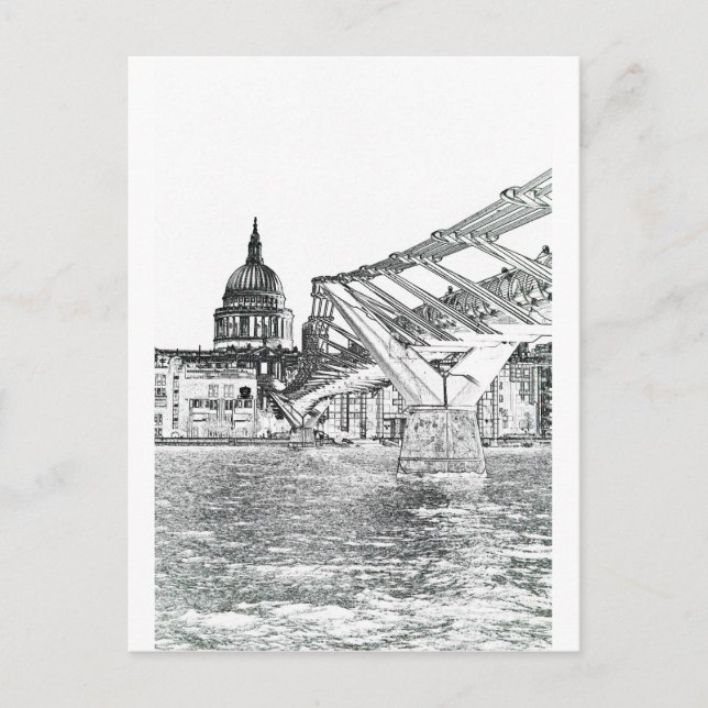 Carte Postale Pont du Millenium et St Pauls (Devant)