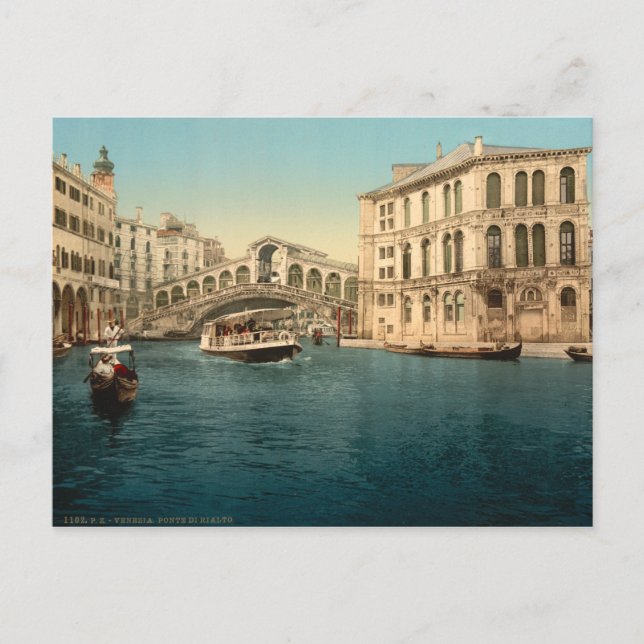 Carte Postale Pont du Rialto et Grand Canal, Venise, Italie (Devant)