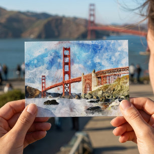 Carte Postale Pont Golden Gate aquarelle à San Francisco