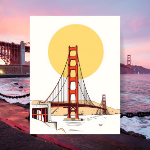 Carte Postale Pont Golden Gate Minimaliste San Francisco