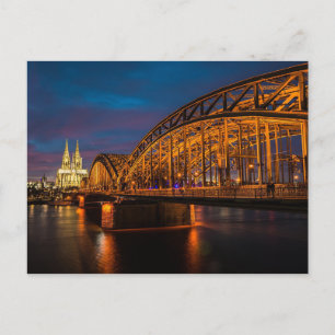 Carte Postale Pont Hohenzollern de Cologne la nuit