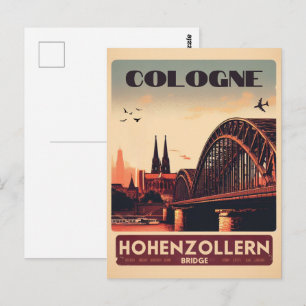Carte Postale Pont Hohenzollern vintage Cologne allemagne cadeau