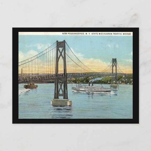 Carte Postale Pont Mid-Hudson, Poughkeepsie 1930 Vintage (Devant)