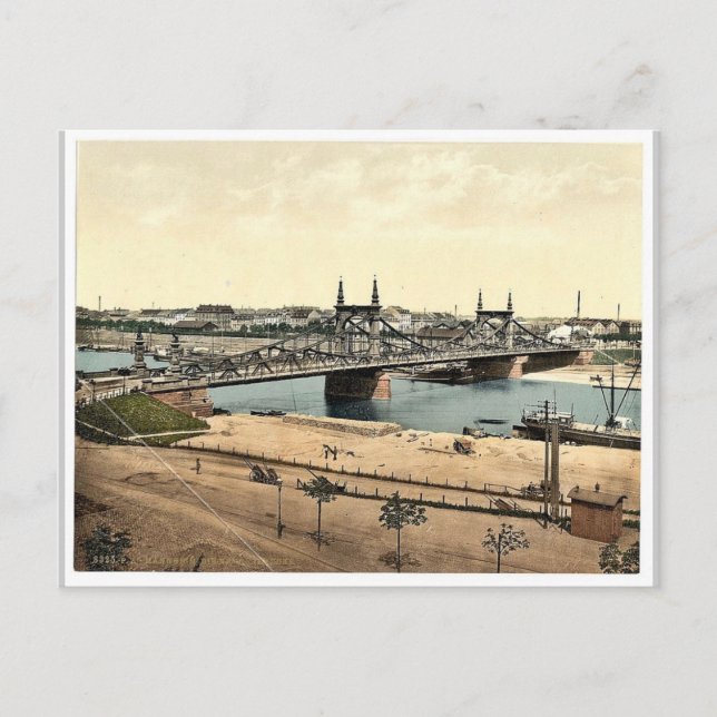 Carte Postale Pont Neckar, Mannheim, Baden, Allemagne (Devant)