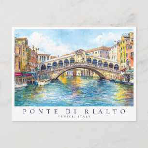 Carte Postale Pont Rialto Venise Aquarelle Italie Voyage