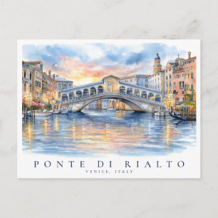 Carte Postale Pont Rialto Venise Aquarelle Italie Voyage