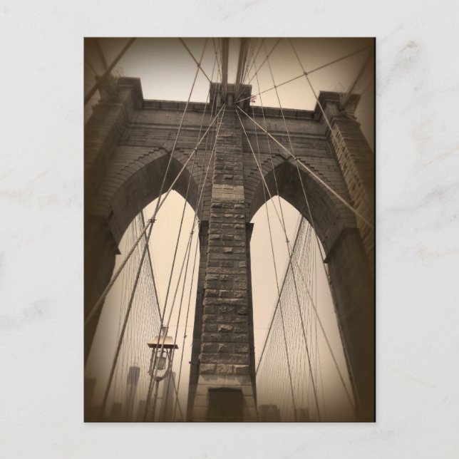 Carte Postale Pont vintage Sepia Brooklyn (Devant)