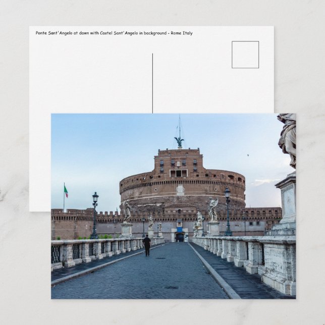 Carte Postale Ponte Sant'Angelo à l'aube - Rome Italie (Devant / Derrière)
