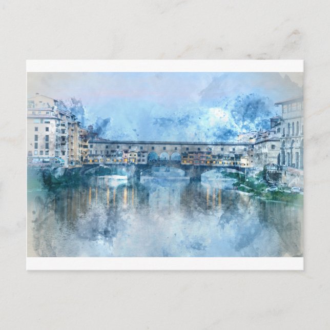 Carte Postale Ponte Vecchio sur le fleuve Arno à Florence, Itali (Devant)