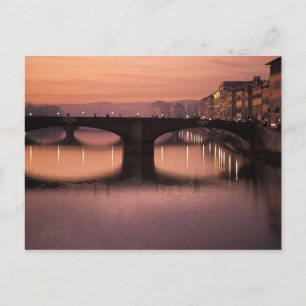 Carte Postale Ponts sur la rivière Arno au coucher du soleil, 2