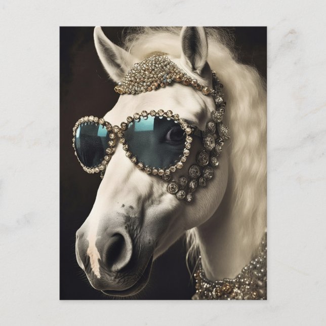 Carte Postale Pony Avec Lunettes De Soleil (Devant)