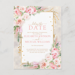 Carte Postale Pony rose Floral Or Script & Frame Retard Date