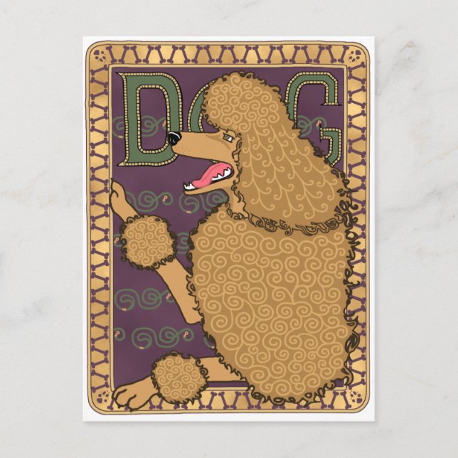 Carte Postale Poodle Art Nouveau (Devant)