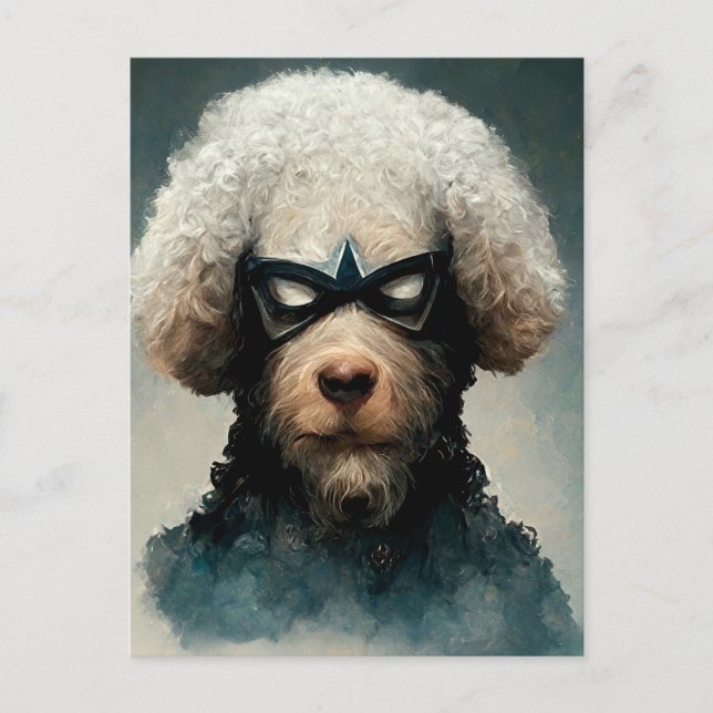 Carte Postale Poodle habillé Comme Chien Superhero (Devant)