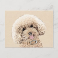 Poodle Miniature Toy Apricot Crème Chien Brown Art