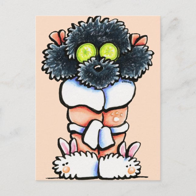 Carte Postale Poodle noir spa (Devant)