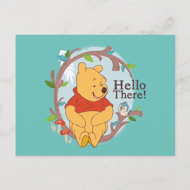 Carte Postale Pooh assis dans un arbre - Hello There (Devant)