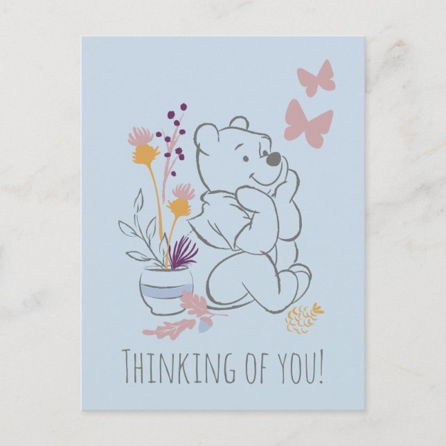 Carte Postale Pooh assis de manière réfléchie (Devant)