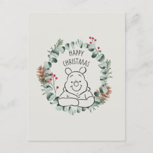 Carte Postale Pooh   Bonne couronne de Noël