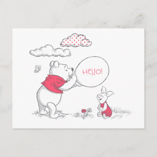 Carte Postale Pooh et Piglet Sketch extérieur - Bonjour!