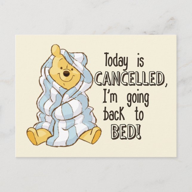 Carte Postale Pooh | Le jour est annulé (Devant)