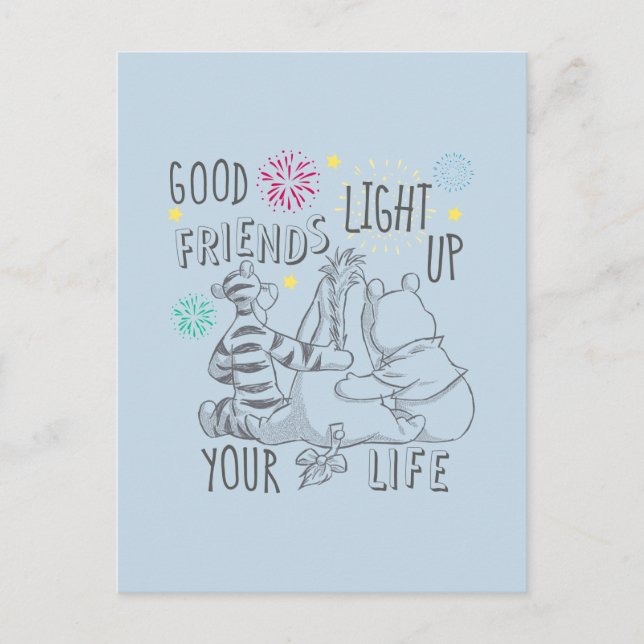 Carte Postale Pooh & Pals | Les amis illuminent votre vie (Devant)