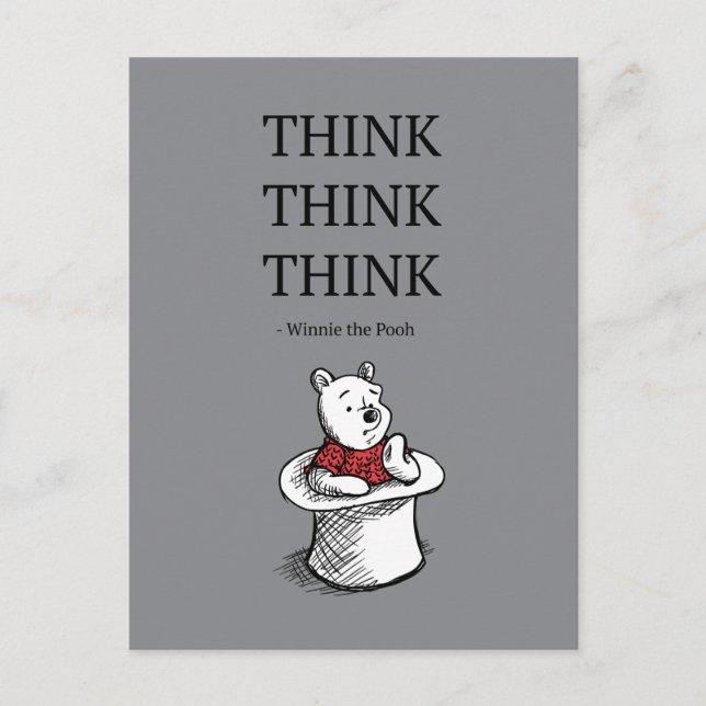 Carte Postale Pooh | Penser le devis de réflexion (Devant)