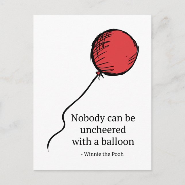 Carte Postale Pooh | Personne ne peut être déjoué avec un ballon (Devant)