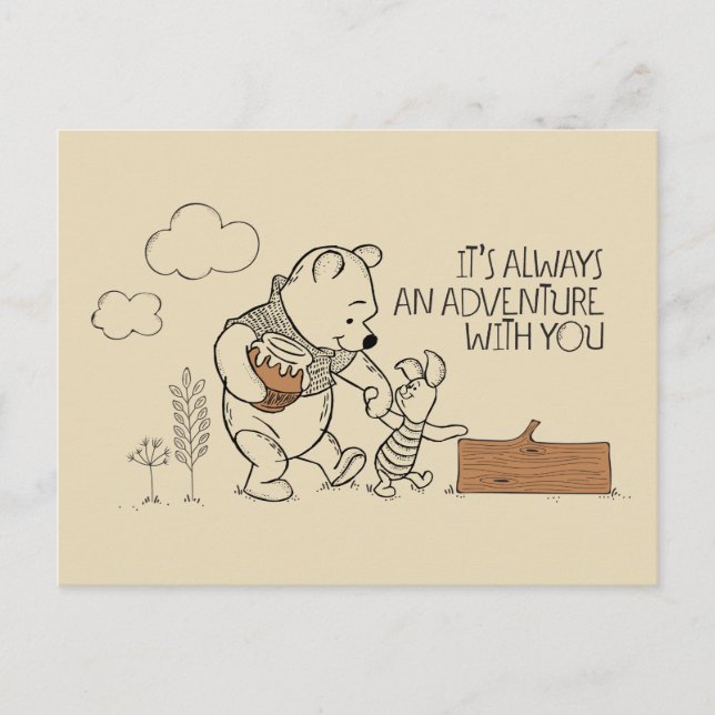Carte Postale Pooh & Piglet | C'est toujours une aventure avec v (Devant)