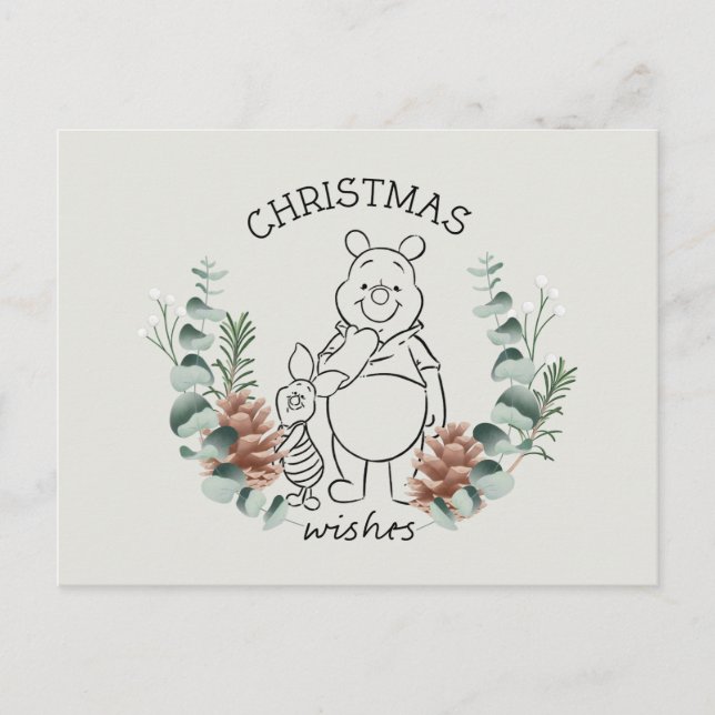 Carte Postale Pooh & Piglet | Words de Noël (Devant)