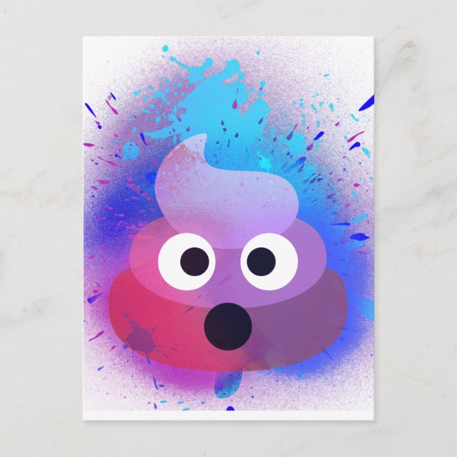 Carte Postale Poop Emoji Spray Peinture Art (Devant)