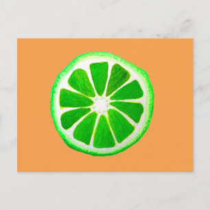 Carte Postale Pop art agrumes citron vert fruit original aquarel