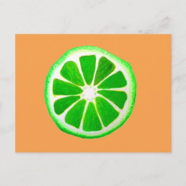 Carte Postale Pop art agrumes citron vert fruit original aquarel (Devant)