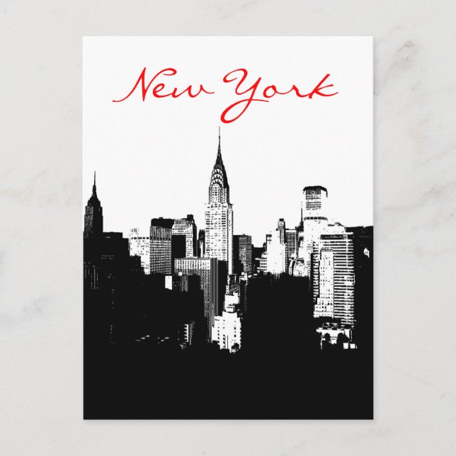 Carte Postale Pop Art Black & White New York City Post Card (Devant)