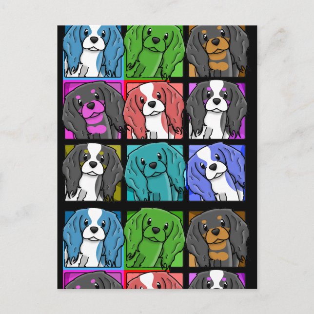 Carte Postale Pop Art Cavalier King Charles Spaniel (Devant)