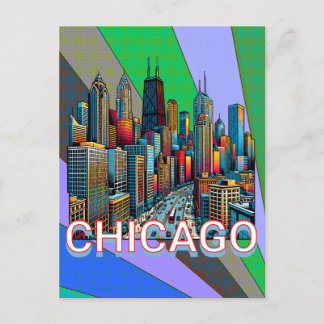 Carte Postale Pop art Comic Style de livre Chicago Illinois Keep