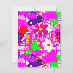 Carte Postale Pop art fleurs vives