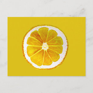 Carte Postale Pop art jaune citron aquarelle originale