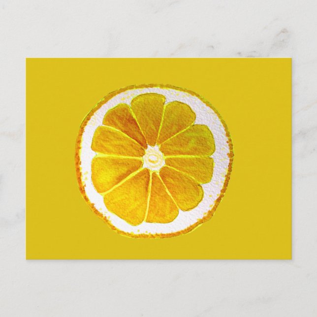 Carte Postale Pop art jaune citron aquarelle originale (Devant)