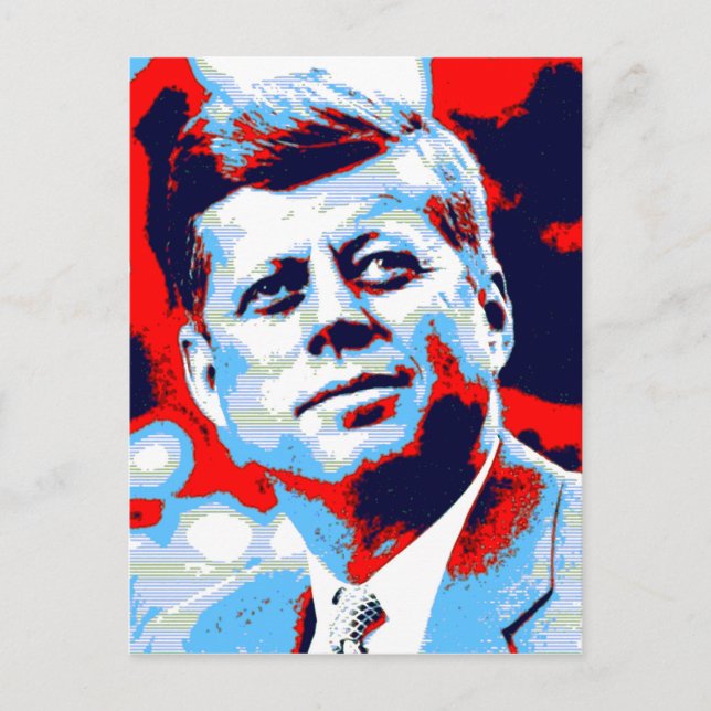 Carte Postale Pop Art JFK John F. Kennedy Red Blue (Devant)